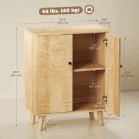 HOMCOM Storage Cabinet with Doors, Cupboard Organization with Shelf and Wood Legs, Storage Solution for Living Room, Bathroom(m-3)