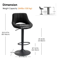 HOMCOM Swivel Bar Stools Set of 2, Linen Upholstered Counter Height Barstools with Round Metal Base(m-3)