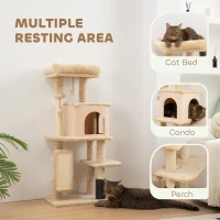 PawHut 41 Inch Cat Tree with Scratching Posts, Cat Bed, Condo, Grooming Brush, Jumping Platforms, Toy Balls, Anti-tip Kit(m-4)
