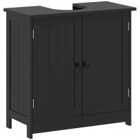 HOMCOM Under Sink Bathroom Cabinet, Pedestal Sink Storage Cabinet with 2 Doors, Shelf and U-Shape, Black
