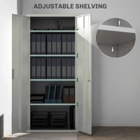 HOMCOM 71" Tall Garage Cabinet, Metal Storage Cabinet with 2 Doors, 4 Adjustable Shelves for Home Office, Study, Garage, White(m-4)