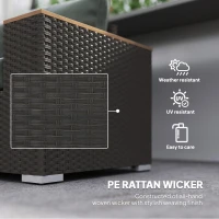 Outsunny 3-Seat Outdoor Patio Sofa, PE Wicker Outdoor Couch with  Extra Wide Deep Seat, Wide Armrests 4" Cushions, Dark Gray(m-6)