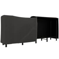 Outsunny 8ft Outdoor Firewood Rack with Cover, Adjustable Wood Storage Holder, Indoor Outdoor Log Rack, Black(m-9)