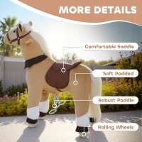 Qaba Ride on Horse, Plush Riding Pony for Ages 3-5, Walking Horse Animal with Wheels for Active Play, Brown(m-6)