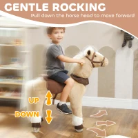 Qaba Ride on Horse, Plush Riding Pony for Ages 3-5, Walking Horse Animal with Wheels for Active Play, Brown(m-5)