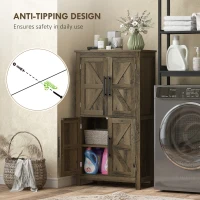 HOMCOM Bathroom Floor Storage Cabinet, Farmhouse Bathroom Cabinet with 4 Doors and Adjustable Shelf, Brown(m-6)