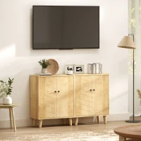 HOMCOM Storage Cabinet with Doors, Cupboard Organization with Shelf and Wood Legs, Storage Solution for Living Room, Bathroom(m-10)