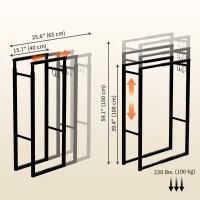 Outsunny Adjustable Firewood Log Rack Heavy-Duty Steel Log Holder for Outdoor Indoor Use, 25.6" x 9.8" x 59.1", Black(m-3)