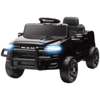 Qaba 12V Ride on Car, Licensed Dodge RAM 3500 Electric Vehicle with Remote Control, Suspension for 3-5 Years, Black(m-2)