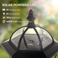 Outsunny 2 Piece LED Garden Lights Lamp Post Solar Powered Auto Switch Outdoor Lantern Patio Pathway Walkway Water-Resist 6 Hours Black(m-4)