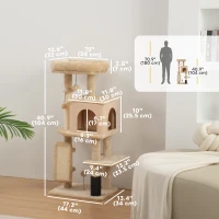 PawHut 41 Inch Cat Tree with Scratching Posts, Cat Bed, Condo, Grooming Brush, Jumping Platforms, Toy Balls, Anti-tip Kit(m-3)