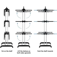 HOMCOM Foldable Clothes Drying Rack, 4-Tier Steel Laundry Rack for Drying Clothes with 2 Side Wings and 4 Castors, Indoor and Outdoor Use, Black(m-7)