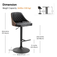 HOMCOM Modern Bar Stools PU Leather Set of 2 Swivel Bar Height Barstools Chairs with Adjustable Height, Round Heavy Metal Base and Footrest, Black(m-3)