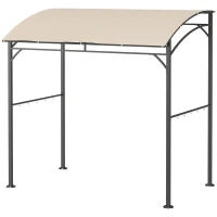 Outsunny 7' x 5' BBQ Grill Gazebo Tent, Garden Grill Canopy with Steel Frame and Hooks, Outdoor Sun Shade, Beige(m-11)