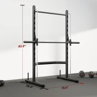 Soozier Squat Rack with Pull Up Bar and Barbell Bar Adjustable Bench Press Multi-Function Weight Lifting Half Rack Black(m-3)