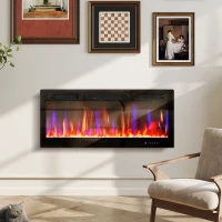 HOMCOM 42" Thin Electric Fireplace, Freestanding, Wall Mounted Fireplace Heater with Eco Mode, Auto Switch, Remote, 1500W(m-8)