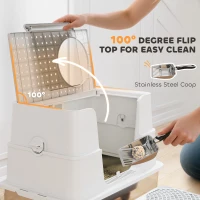 PawHut XL Stainless Steel Litter Box w/ 100° Flip Top, Scoop, Step, Top & Side Entry Enclosed Litter Box for Big Cats(m-6)