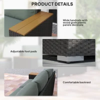 Outsunny 3-Seat Outdoor Patio Sofa, PE Wicker Outdoor Couch with  Extra Wide Deep Seat, Wide Armrests 4" Cushions, Dark Gray(m-7)