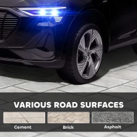 Aosom 12V Kids Electric Ride On Car, Audi E-tron, Battery Powered Toy with Parent Remote Control, Suspension System, Auxiliary Wheels, LED Lights, Music and Horn,  MP3 Player, Black(m-8)