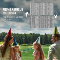 Outsunny Reversible Outdoor Rug Waterproof Plastic Straw RV Rug with Carry Bag, 9' x 18', Grey and Cream White Boho(m-4)