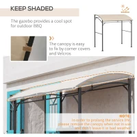 Outsunny 7' x 5' BBQ Grill Gazebo Tent, Garden Grill Canopy with Steel Frame and Hooks, Outdoor Sun Shade, Beige(m-4)