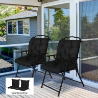 Outsunny Patio Chair Cushions Set of 2, 39" x 20" x 3" Outdoor Tufted Cushion Set with Ties for Indoor Outdoor Garden Furniture, Black(m-1)