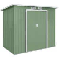 Outsunny 7' x 4' Galvanised Steel Garden Shed, with Foundation Kit - Green(m-11)