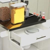 HOMCOM Kitchen Island with Wheels, Rolling Kitchen Island with Storage, Stainless Steel Countertop for Dining Room, Cream White(m-8)