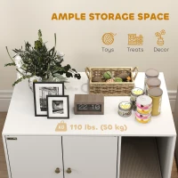 PawHut Cat Litter Box Enclosure with Tall Legs, Litter Mat, Fits Mots of Litter Box, 31.5" x 20" x 22", White(m-9)