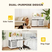 PawHut 39" Dog Crate Furniture, Dog Kennel Indoor with 2 Drawers, Wheels, Sliding Door, Dog Cage for Medium Large Dogs, Oak(m-4)