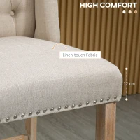 HOMCOM Counter Height Bar Stools Set of 2, 27" Seat Height Upholstered Barstools, Farmhouse Kitchen Island Stools with Nailhead-Trim, Tufted Back and Wooden Legs, Beige(m-6)
