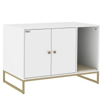 PawHut Cat Litter Box Enclosure with Tall Legs, Litter Mat, Fits Mots of Litter Box, 31.5" x 20" x 22", White(m-2)