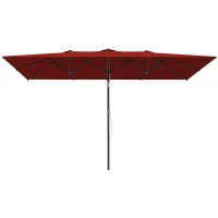 Outsunny Double-Sided Patio Umbrella Parasol with Tilt, Adjustable Height, Vents and 12 Ribs, for Garden, Deck, Pool, Wine Red(m-2)