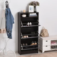 HOMCOM Slim Shoe Storage with 3 Flip Drawers and Adjustable Shelves Shoe Cabinet Organizer for 9 Pair, Coffee(m-1)