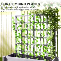 Outsunny Wooden Elevated Planter Box with Trellis for Climbing Plants, 3 Tier Raised Garden Bed for Garden, Outdoor, Grey(m-4)