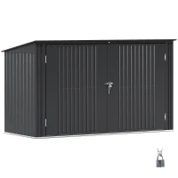 Outsunny 7.6 x 3.4ft Outdoor Storage Shed, Triple Garbage Bin Shed Organizer with Lockable Double Doors and Openable Lid(m-11)