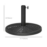 Outsunny 21 lbs Cement Round Market Umbrella Base Holder, 18" Heavy Duty Parasol Stand with Rattan Design for Patio, Black(m-3)