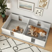 PawHut Whelping Box for Dogs and Puppies, Dog Birth Supplies Indoor w/ Adjustable Height Doors, for Large Sized Dogs(m-1)