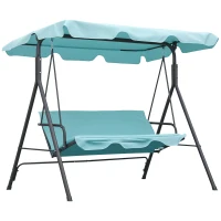 Outsunny 3-Seater Outdoor Porch Swing with Adjustable Canopy, Patio Swing Chair for Garden, Poolside, Backyard, Teal(m-11)