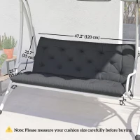 Outsunny 2 Seater Garden Bench Cushion, Soft Thick Outdoor Non-Slip 2 Seater Soft Pad With Backrest for Garden Patio, 47" x 43" x 5", Black(m-3)