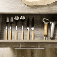 HOMCOM Kitchen Trolley Utility Cart on Wheels with Storage Shelves & Drawer for Dining Room, Dark Oak(m-9)