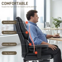 HOMCOM Big and Tall Office Chair, 400 lbs Overstuffed Desk Chair with Spring Cushion, Shaped Foam, PU Leather(m-5)