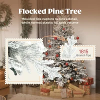 HOMCOM 6ft Artificial Flocked Christmas Tree, Full Snow Pine Tree Holiday Decor, Hinged Xmas Tree with Realistic Tips, Metal Stand, Easy Assembly(m-5)