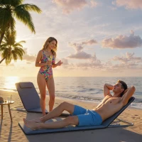 Outsunny 2 Pieces Beach Lounge Chair, Outdoor Folding Chaise Lounge Set w/ Pillow for Sunbath, Snap, Grey(m-9)