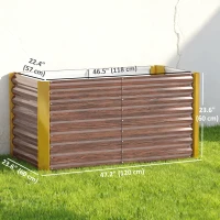 Outsunny Set of 2 Galvanized Metal Planters for Outdoor Plants, 4' x 2' x 2' Raised Garden Bed, Distressed Dark Brown(m-3)