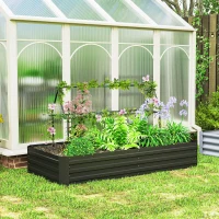 Outsunny 6' x 3' x 1' Raised Garden Bed with 2 Trellis Tomato Cages, Steel Frame Elevated Planter Box, Black(m-8)