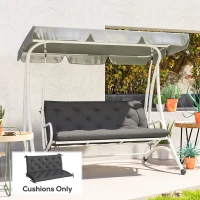 Outsunny 2 Seater Garden Bench Cushion, Soft Thick Outdoor Non-Slip 2 Seater Soft Pad With Backrest for Garden Patio, 47" x 43" x 5", Black(m-8)