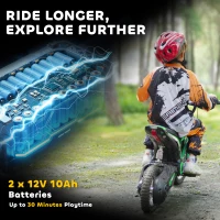 Aosom 24V 350W Electric Dirt Bike Up to 15 MPH w/ Twist Grip Throttle, Green(m-6)