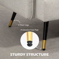 HOMCOM 55" Loveseat Sofa, Linen Love Seat w/ S spring, Steel Legs and Button Tufting, Small Couch for Living Room, Cream White(m-5)