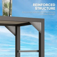 Outsunny Bar Height Outdoor Table with Built-In Bottle Opener, Patio Bar Table with Wood Grain Plastic Top, 47.2" x 15" x 39(m-7)